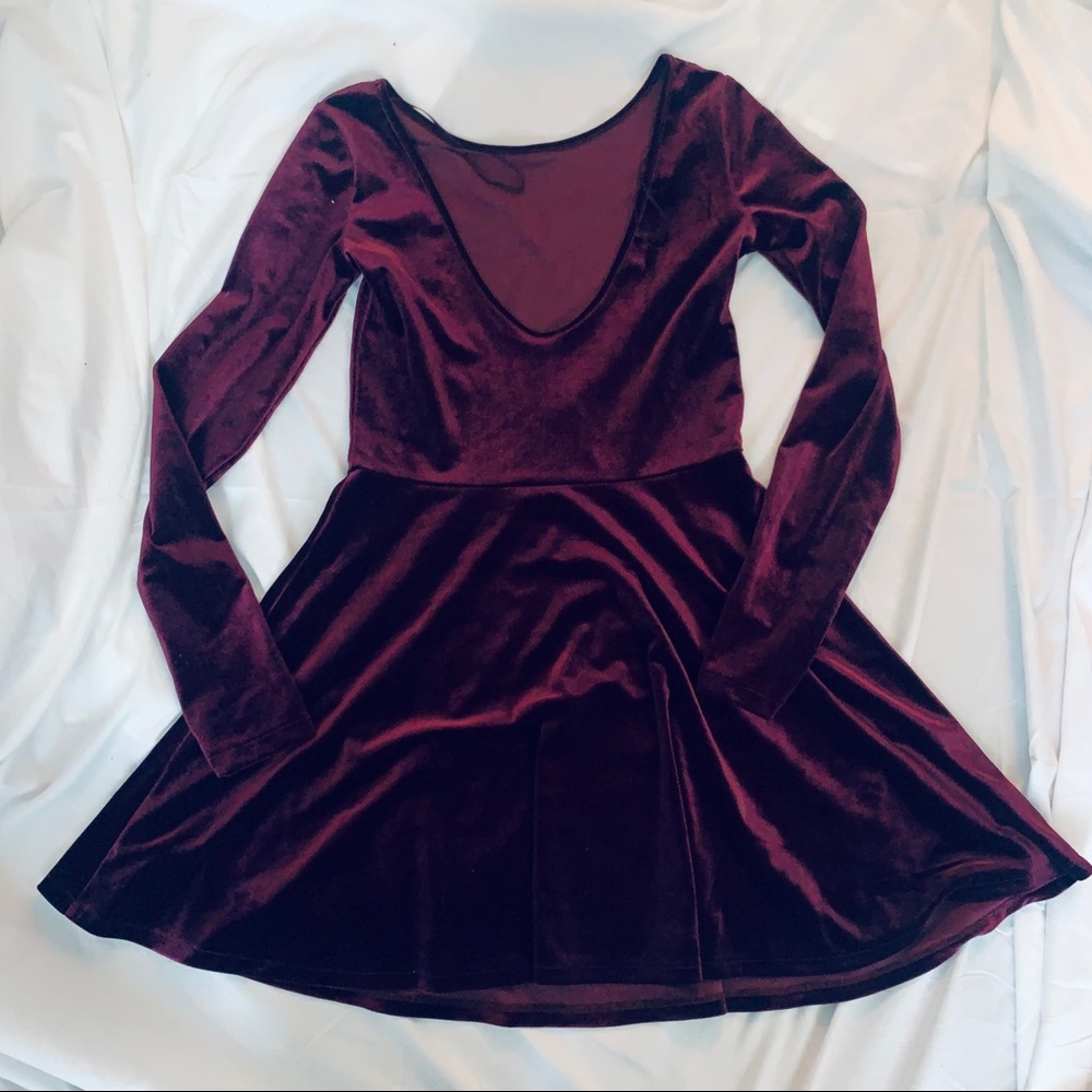 Maroon velvet dress